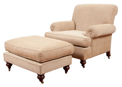 Lot 181 - Upholstered Chair and Ottoman