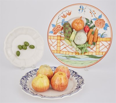 Lot 266 - Group of Three Majolica Trompe L'Oeil Articles...