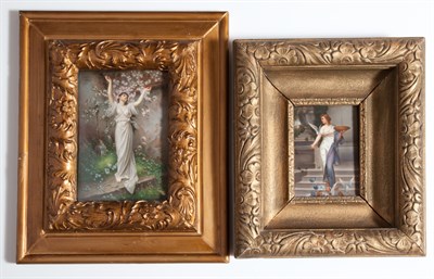 Lot 399 - Framed KPM Painted Porcelain Allegorical...