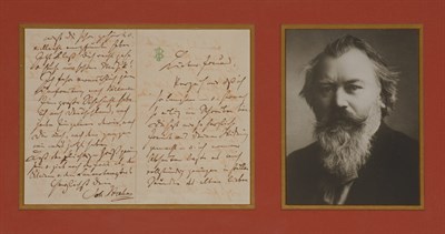Lot 285 - BRAHMS, JOHANNES Autograph letter in German...