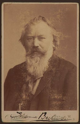 Lot 284 - BRAHMS, JOHANNES Photograph signed. Cabinet...