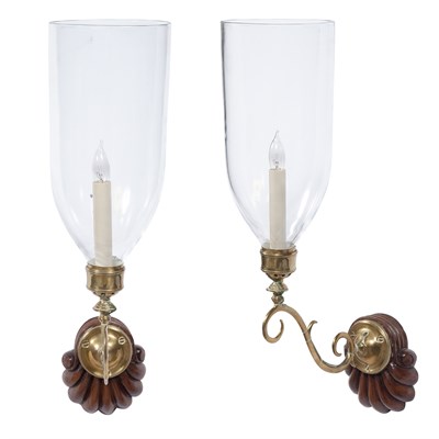 Lot 471 - Pair of Mahogany and Brass Sconces 18th/19th...