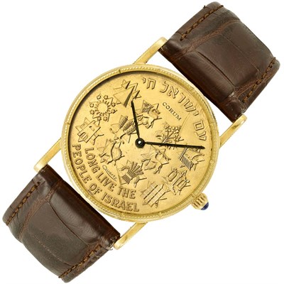 Lot 111 - Gentleman's Gold Israeli Jewish State Coin Wristwatch, Corum