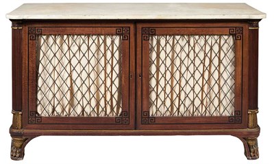 Lot 555 - Regency Ebony Inlaid and Parcel Gilt Mahogany...