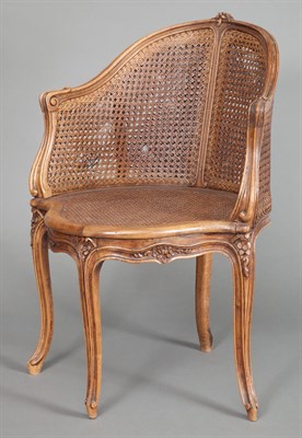 Lot 443 - Louis XV Style Walnut Caned Fauteuil du Bureau...