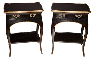 Lot 204 - Pair of Rococo Style Gilt-Metal Mounted Black...