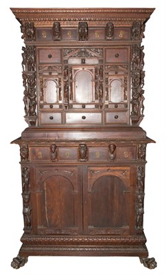 Lot 333 - Renaissance Style Walnut Two-Part Cupboard The...