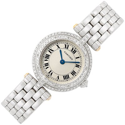 Lot 225 - Lady's White Gold and Diamond 'Panther Ronde' Wristwatch, Cartier