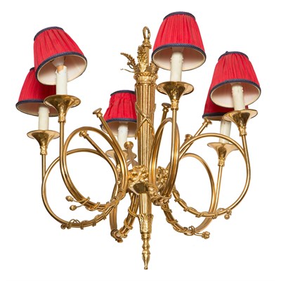 Lot 412 - Louis XVI Style Gilt-Metal Six-Light...