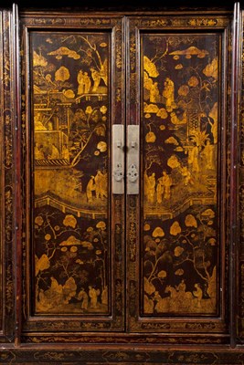 Lot 420 - Pair of Chinese Style Parcel Gilt Lacquered...