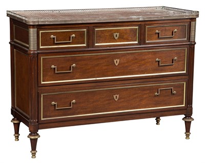 Lot 186 - Louis XVI Style Brass-Mounted Mahogany Marble...