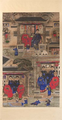 Lot 189 - Chinese Ancestral Family Portrait 19th Century...
