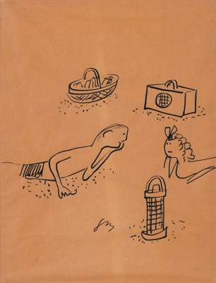 Lot 103 - BEMELMANS, LUDWIG Small Drawing depicting two...