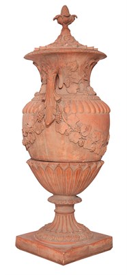 Lot 471 - Pair of Terra Cotta Standing Urns Each in...