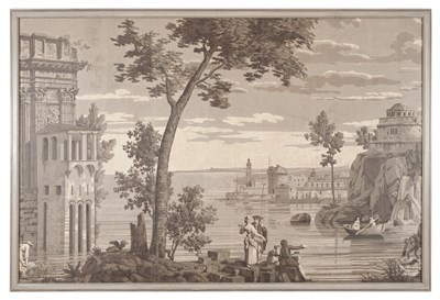 Lot 458 - Pair of French Grisaille Wallpaper Panels 19th...