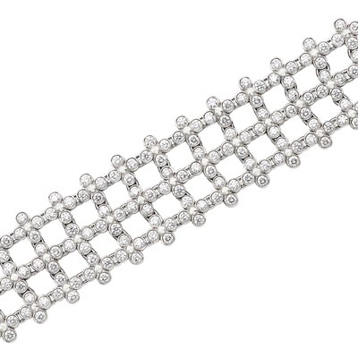 Lot 291 - Platinum and Diamond 'Tiffany Lace' Bracelet, Tiffany & Co.