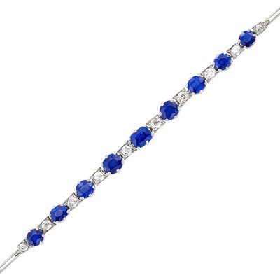 Lot 89 - Platinum, Sapphire and Diamond Bracelet, Cartier