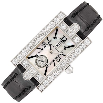 Lot 227 - Lady's White Gold, Mother-of-Pearl and Diamond 'Avenue Collection' Wristwatch, Harry Winston