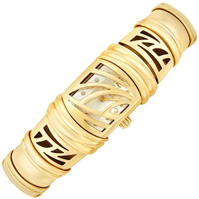 Lot 257 - Lady's Gold 'Shanta' Bracelet-Watch, Ebel