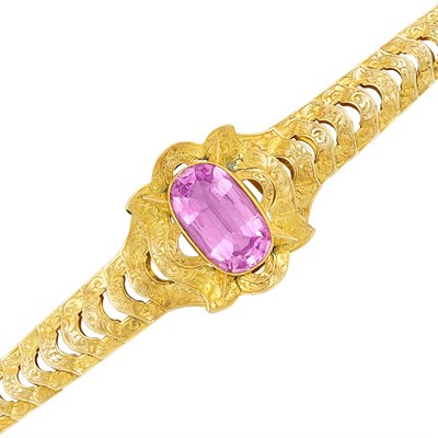 Lot 298 - Antique Gold and Pink Topaz Bracelet