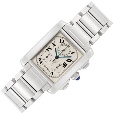 Lot 25 - Gentleman's Stainless Steel 'Tank Francaise' Chronograph Wristwatch, Cartier, Ref. 2303