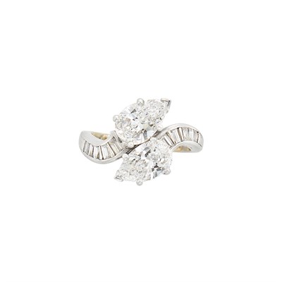 Lot 386 - Platinum and Diamond Crossover Ring