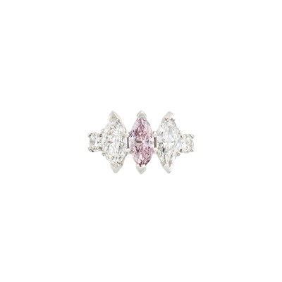 Lot 387 - Platinum, Fancy Brownish Purple-Pink Diamond and Diamond Ring