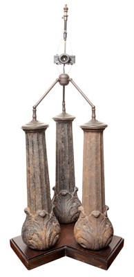 Lot 316 - Three Cast Iron Columns Mounted as a Lamp on...