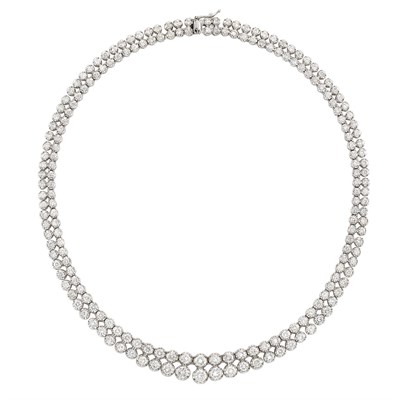 Lot 240 - Double Strand Platinum and Diamond Necklace