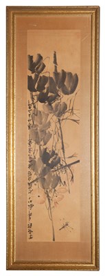 Lot 570 - After Qi Biashi Chinese Floral Print 37 1/2 x...