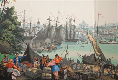 Lot 330 - Zuber Six-Fold Wallpaper Screen 20th Century...