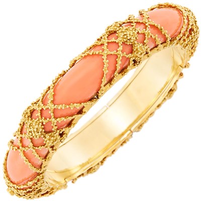 Lot 195A - Gold and Coral Bangle Bracelet, Van Cleef & Arpels, France