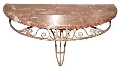 Lot 160 - Art Moderne Style Marble Top Painted Wrought...