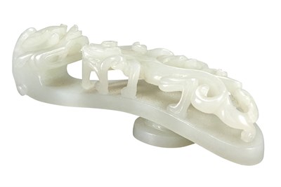 Lot 208 - Chinese White Jade Belt Hook Qing Dynasty The...