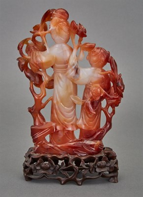 Lot 89 - Chinese Carnelian Figural Group Carved in...