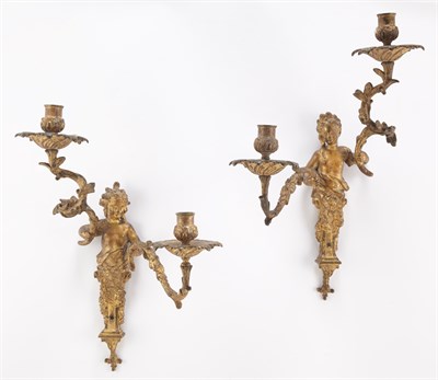 Lot 343 - Pair of Regence Style Gilt-Bronze Two-Light...