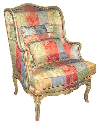 Lot 353 - Louis XV Style Green Painted Bergere a...