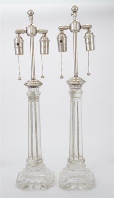 Lot 457 - Pair of Neoclassical Style Cut Glass Columnar...