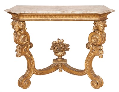 Lot 373 - Louis XIV Style Marble Top Giltwood Console...