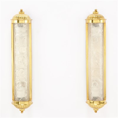 Lot 378 - Pair of French Art Deco Style Molded Glass and...