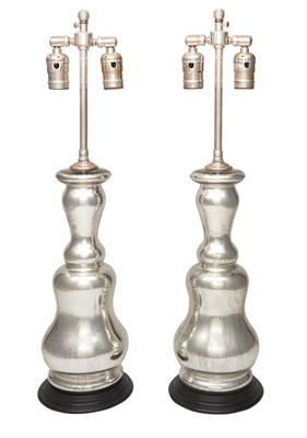 Lot 490 - Pair of Art Deco Style Mercury Glass Lamps...