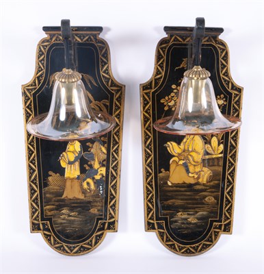 Lot 143 - Pair of Chinoiserie Decorated Japanned and...