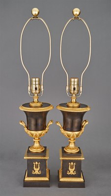 Lot 291 - Pair of Empire Style Gilt and Bronze Patinated-...