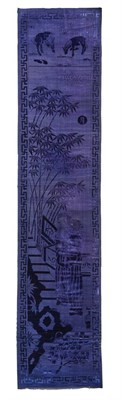 Lot 180 - Four Chinese Deep Blue Cut Velvet Panels 19th...