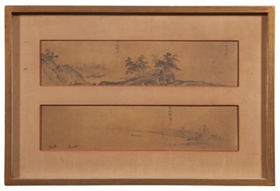 Lot 557 - Two Japanese Landscape Prints 4 1/2 x 20 Inches