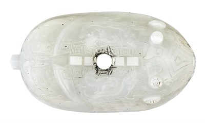 Lot 201 - Chinese White Jade Archaic Style Cover 19th...