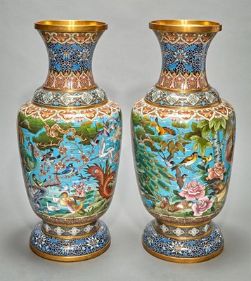 Lot 448 - Pair of Chinese Cloisonné Enamel Vases 20th...