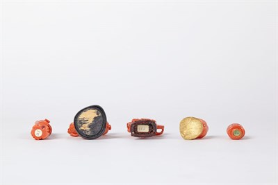 Lot 244 - Group of Three Chinese Coral Snuff Bottles...