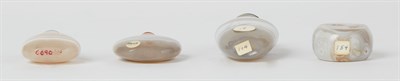 Lot 239 - Group of Four Chinese Banded Agate Snuff...