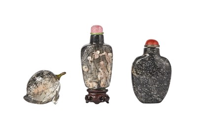 Lot 240 - Group of Three Chinese Hair Crystal Snuff...
